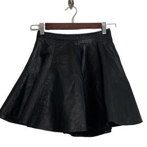 Northbound Leather Skirt Womens XXS XS Black Lambskin Mini Short Flared Goth
